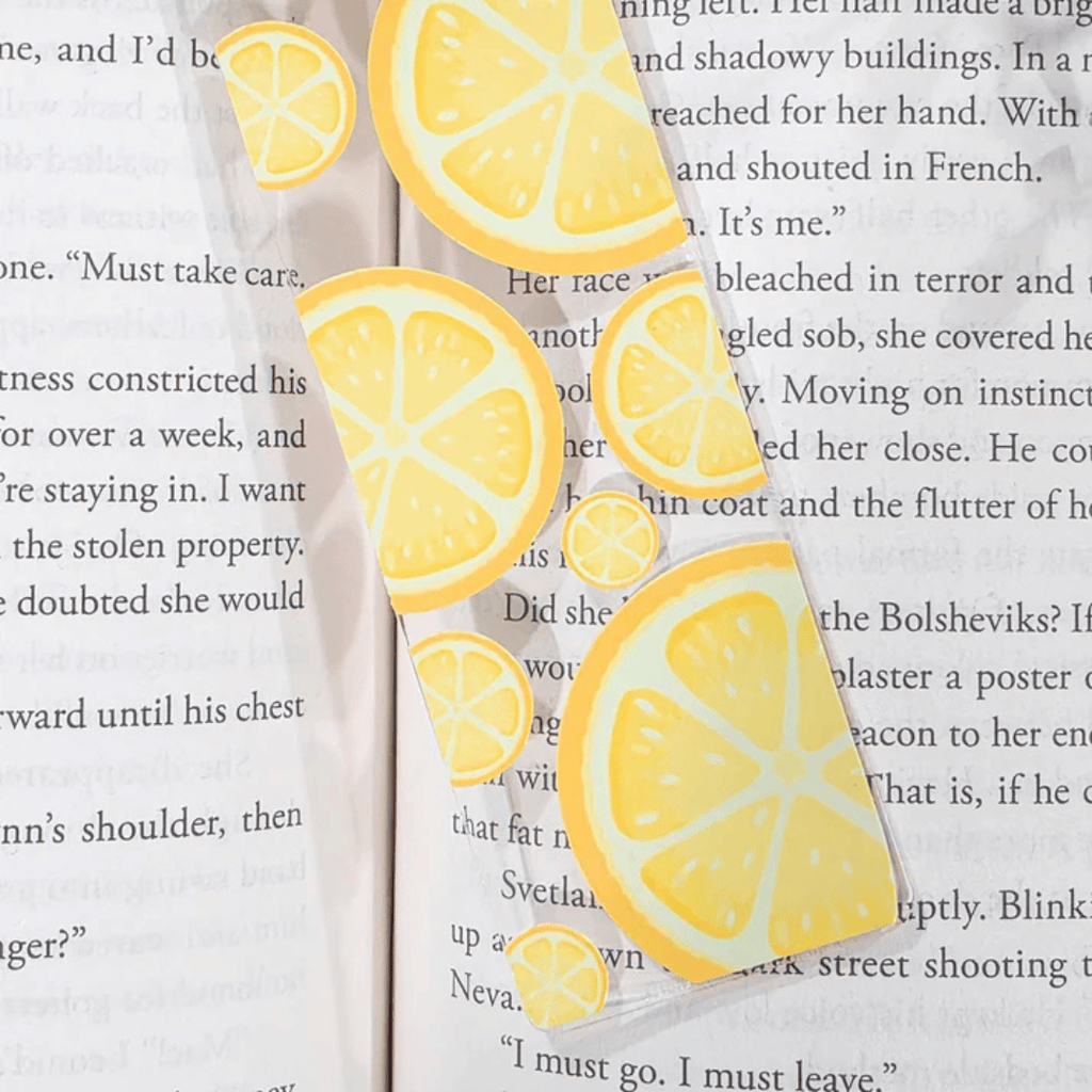 Citrus Fruit Slice Acrylic Bookmark Hand Drawn Clear Book Marker
