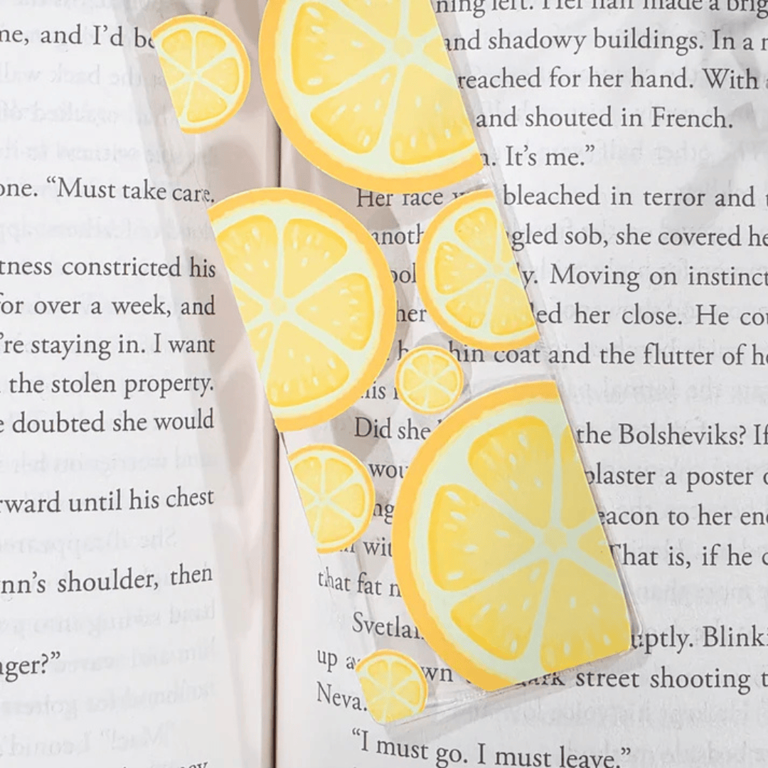 Citrus Fruit Slice Acrylic Bookmark Hand Drawn Clear Book Marker