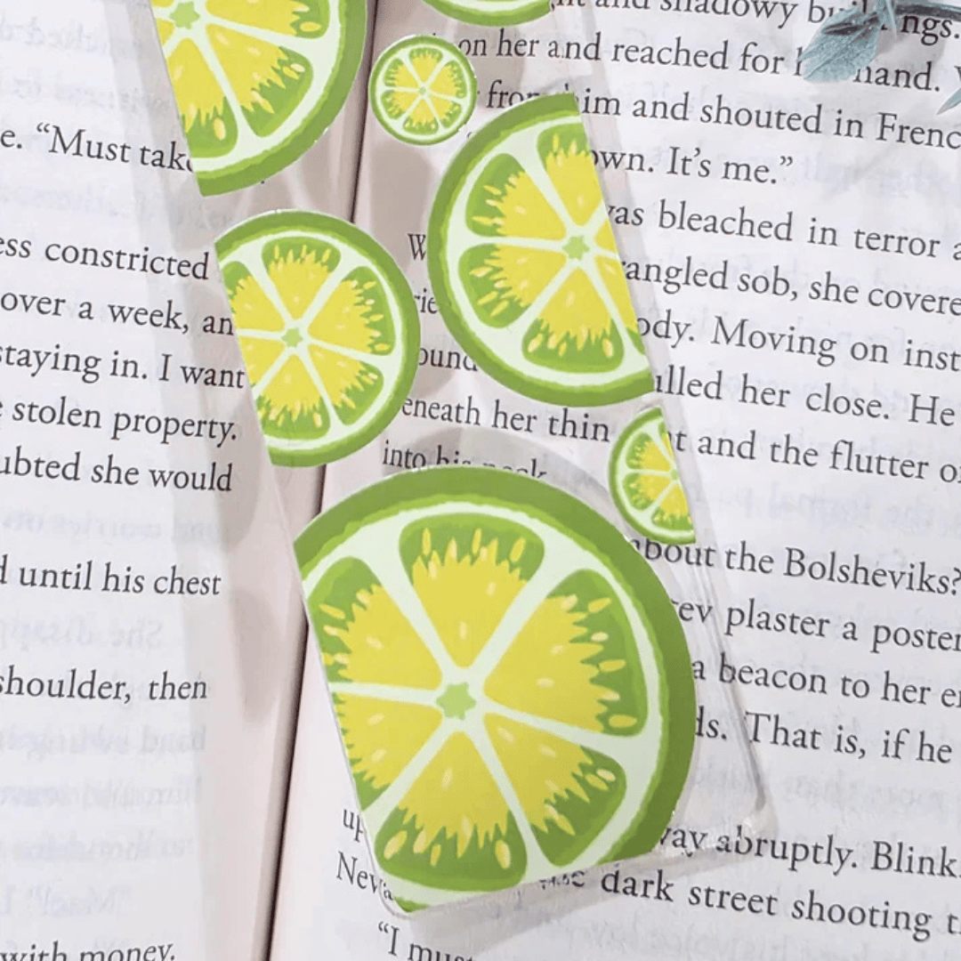 Citrus Fruit Slice Acrylic Bookmark Hand Drawn Clear Book Marker