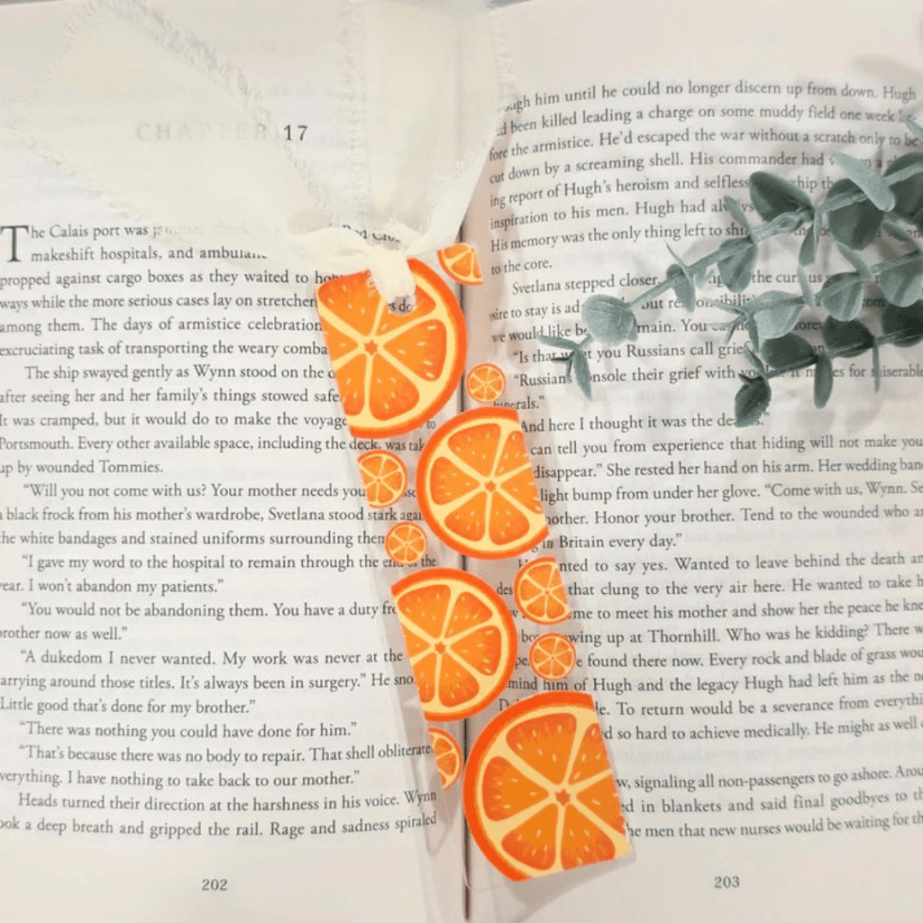 Citrus Fruit Slice Acrylic Bookmark Hand Drawn Clear Book Marker