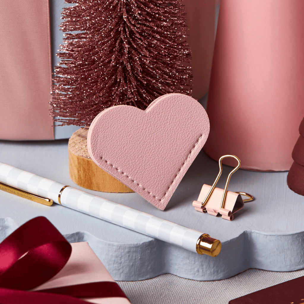 Leather Heart Corner Bookmark Pink Cute Book Page Marker