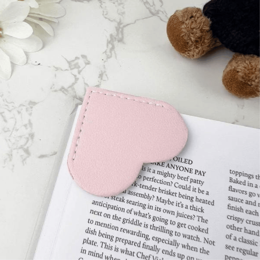 Leather Heart Corner Bookmark Pink Cute Book Page Marker