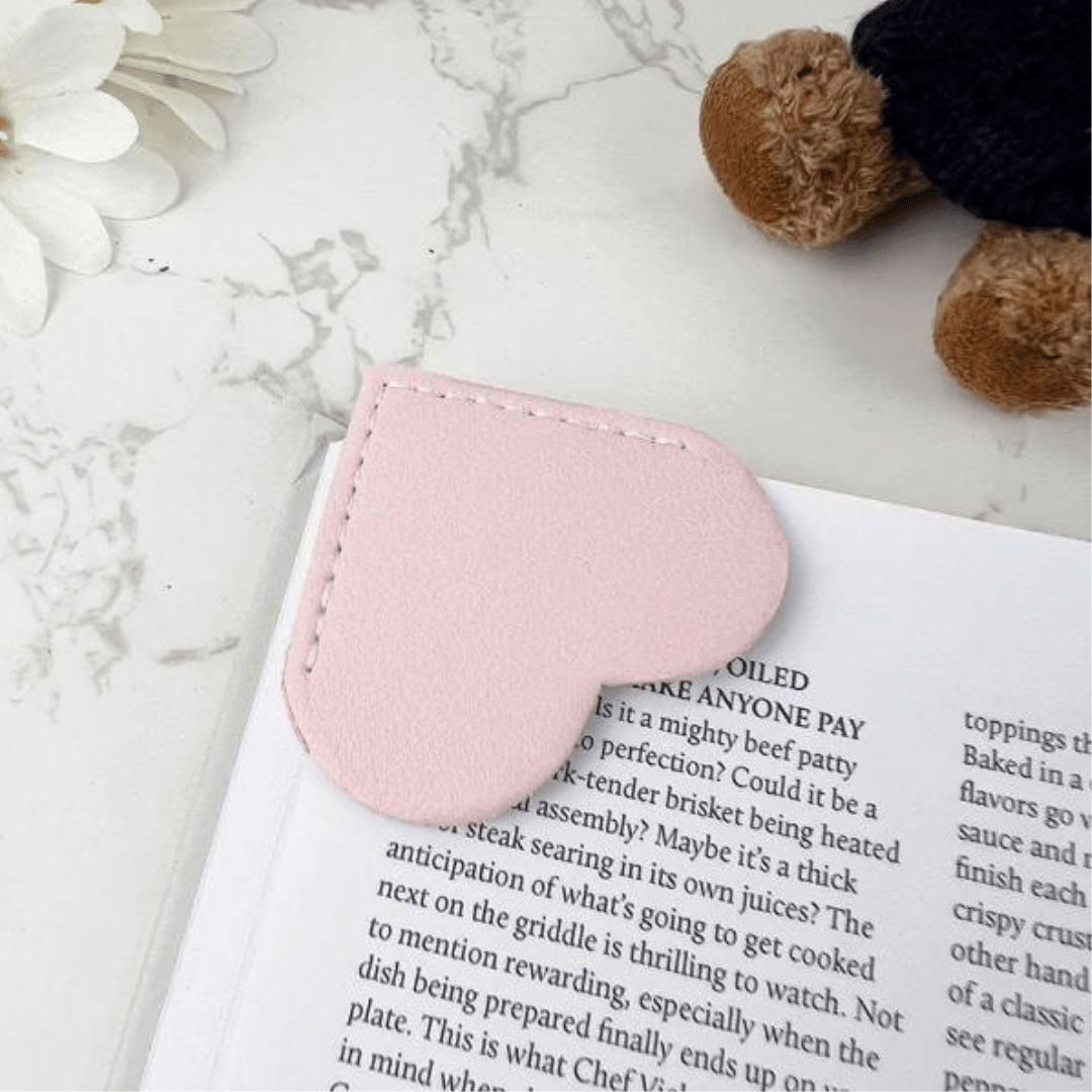 Leather Heart Corner Bookmark Pink Cute Book Page Marker