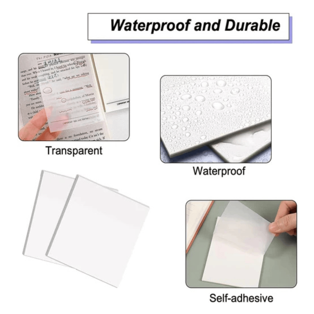 Transparent Sticky Notes Clear Self Adhesive 50 Sheets