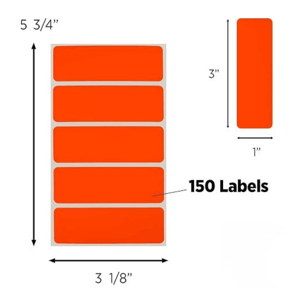 150 Pieces Color-Coded Rectangle Labels Fluorescent