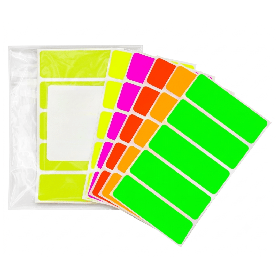 150 Pieces Color-Coded Rectangle Labels Fluorescent