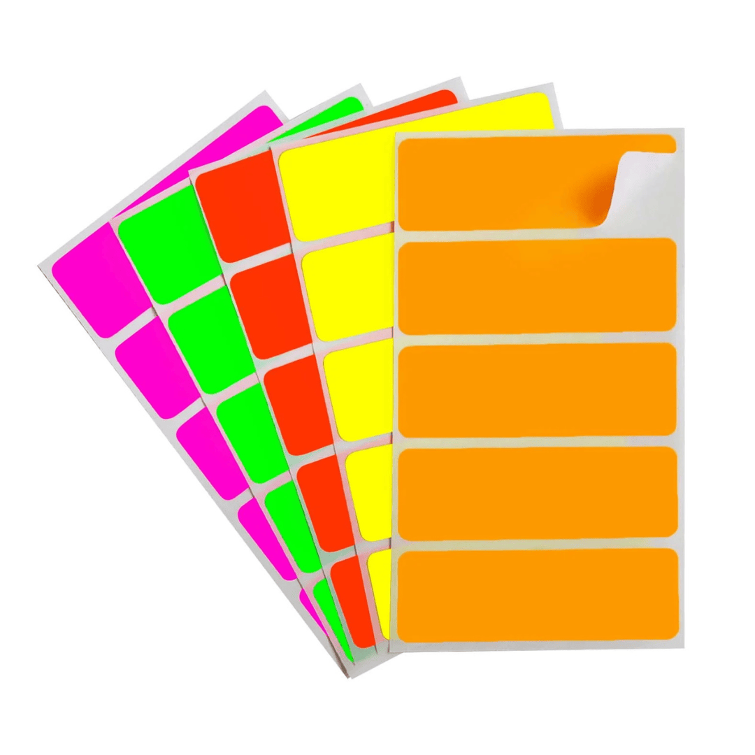 150 Pieces Color-Coded Rectangle Labels Fluorescent