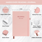 Pink A5 Reading Journal Hardcover Book Log Tracker 104 Pages