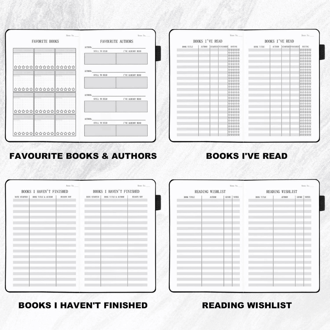 Pink A5 Reading Journal Hardcover Book Log Tracker 104 Pages