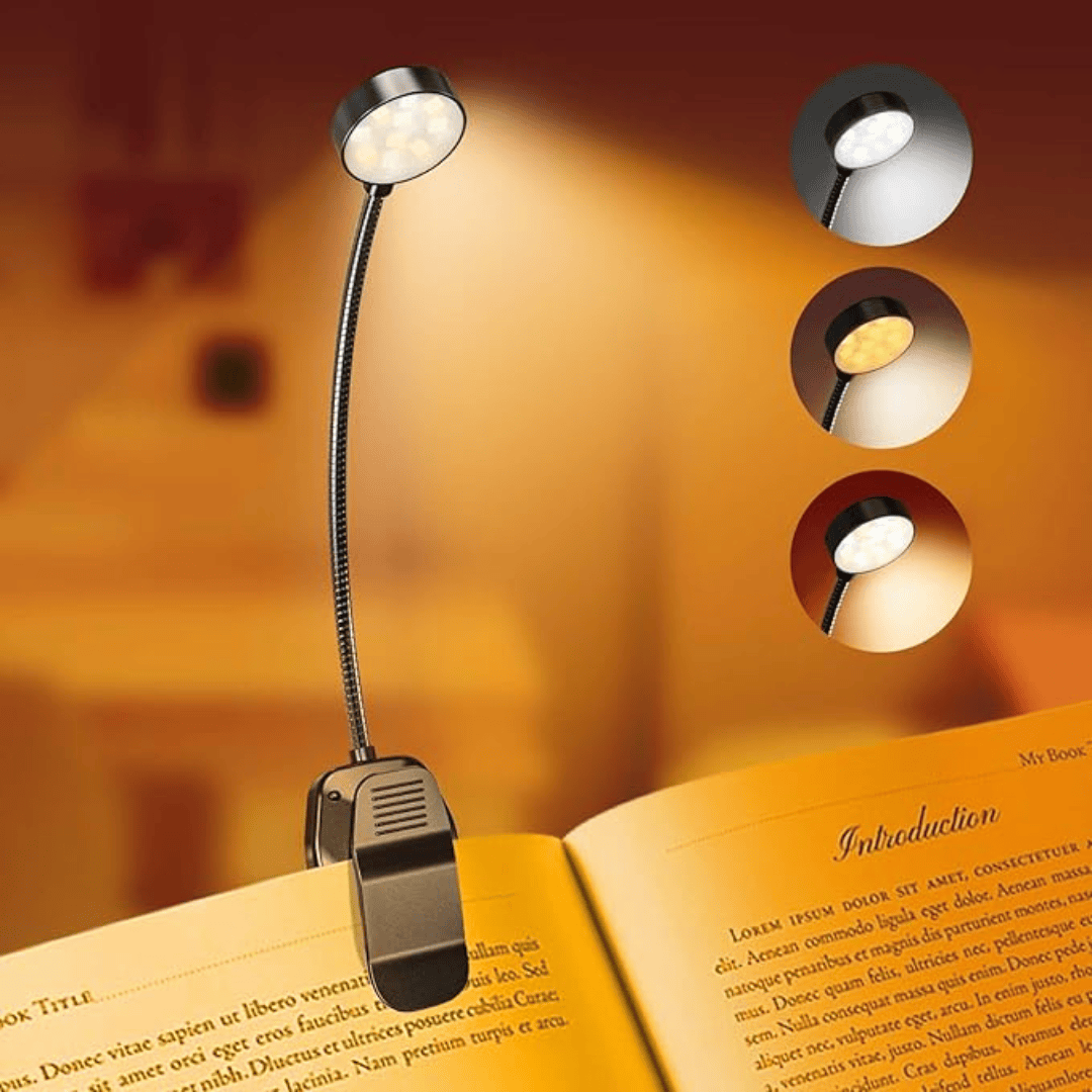 Rechargeable Clip-on Book Light 9 Modes Eye-Caring Reading Lamp