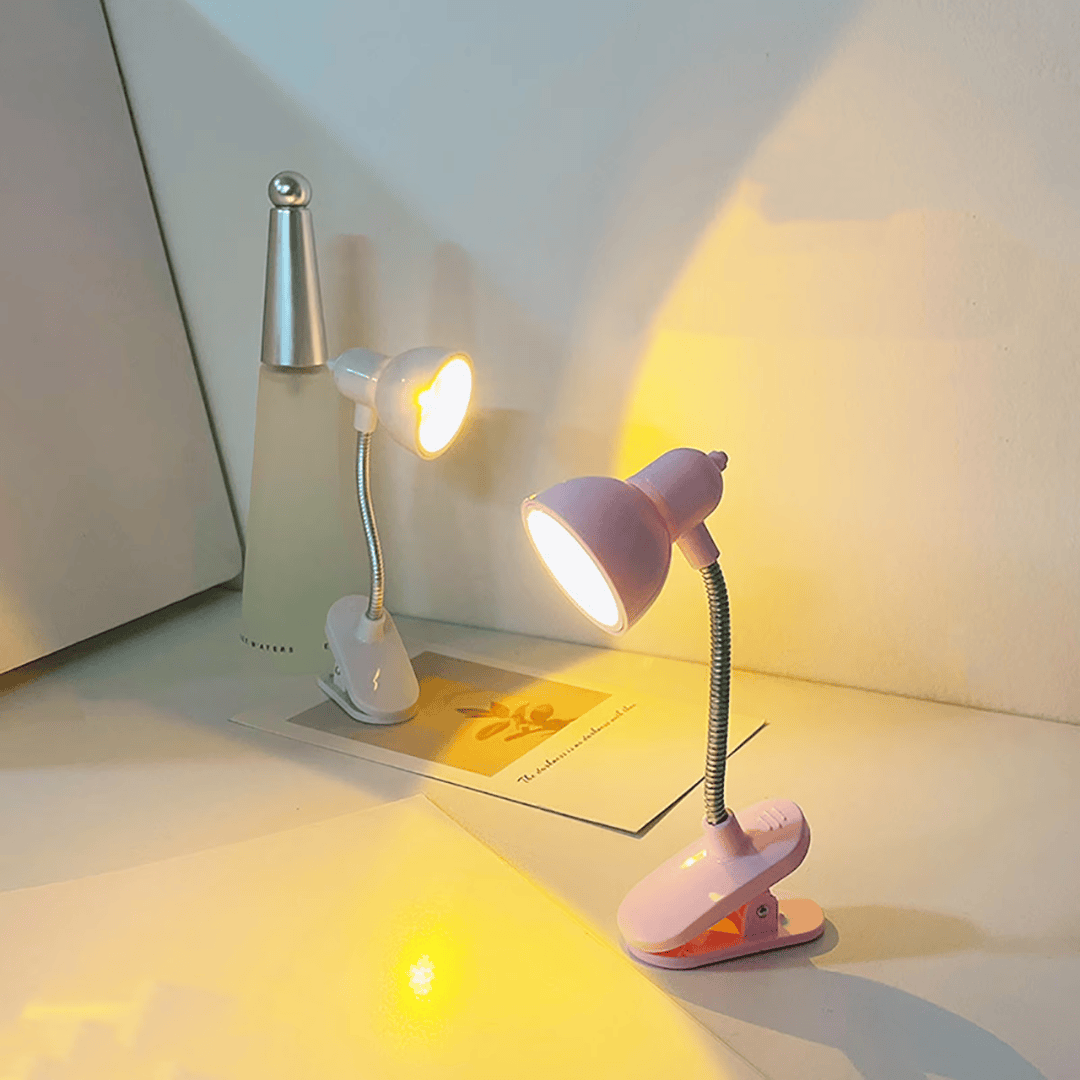 Pink Mini LED Clip-On Reading - Battery Operated Portable Book Lights