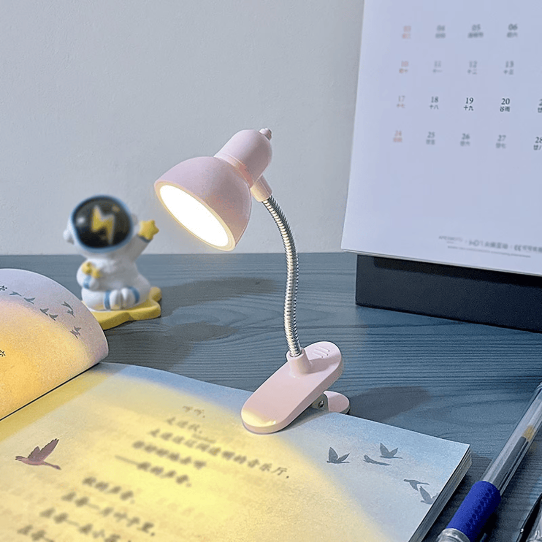 Pink Mini LED Clip-On Reading - Battery Operated Portable Book Lights