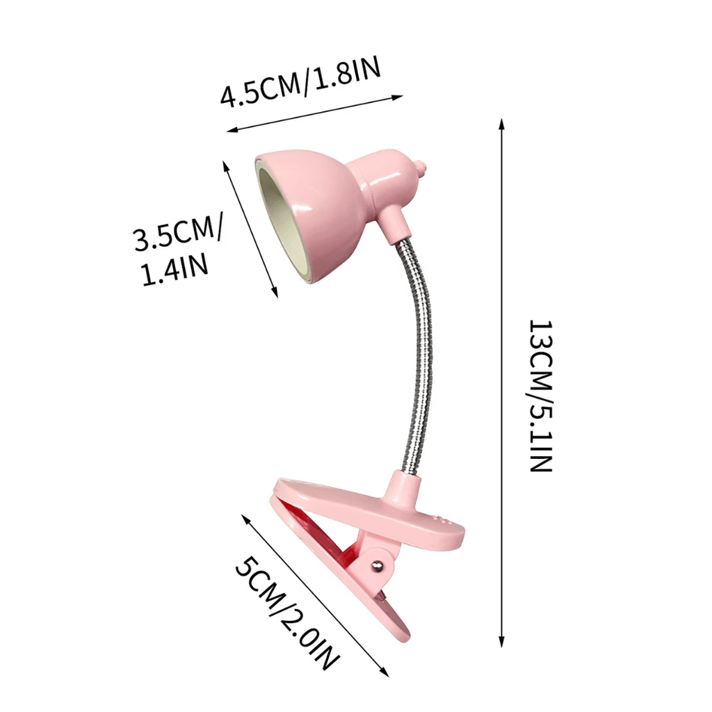 Pink Mini LED Clip-On Reading - Battery Operated Portable Book Lights