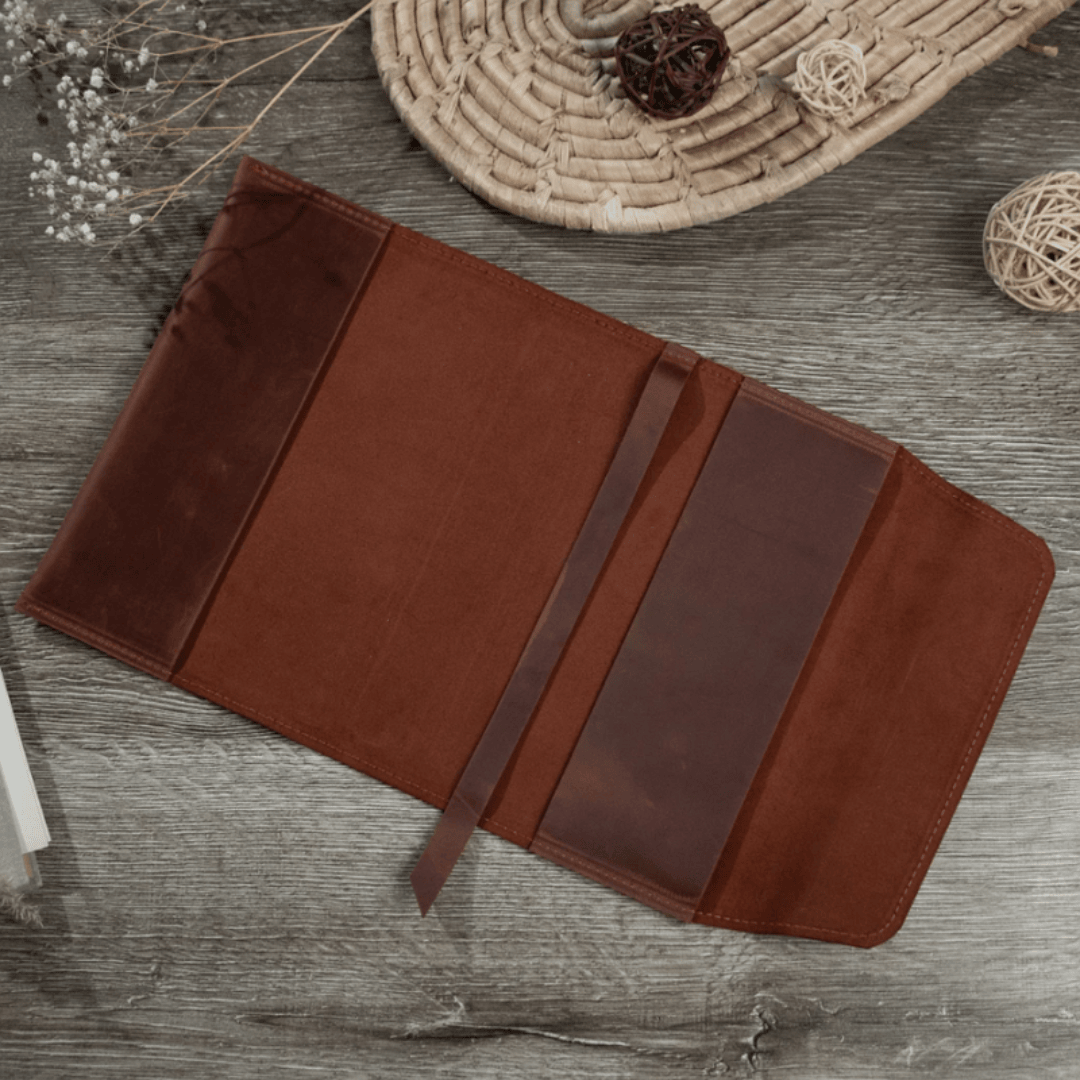 PU Leather Notebook Sleeve - Portable Protective Book Cover Pouch