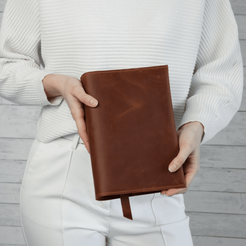 PU Leather Notebook Sleeve - Portable Protective Book Cover Pouch