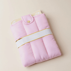 Pink Padded Book Sleeve - Protective Cushion Pouch with Gold Snap