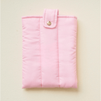 Pink Padded Book Sleeve - Protective Cushion Pouch with Gold Snap