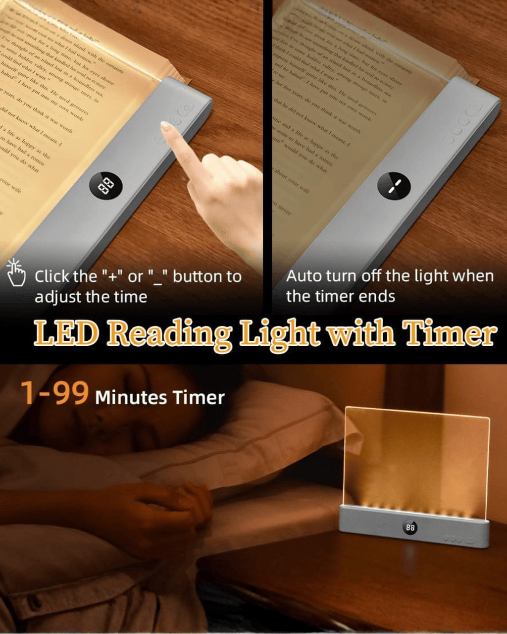 Ultra-Slim Flat Panel LED Book Light for Night Reading