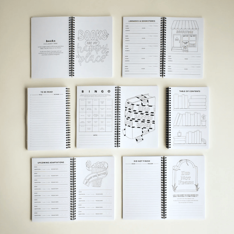 Reading Heart Reading Journal - Spiral Bound Book Log with Trackers
